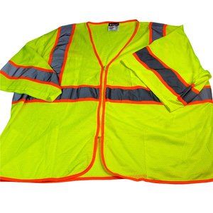 River City Zip up 2X Short Sleeve Reflective Safety Shirt Yellow - Silver/Orange